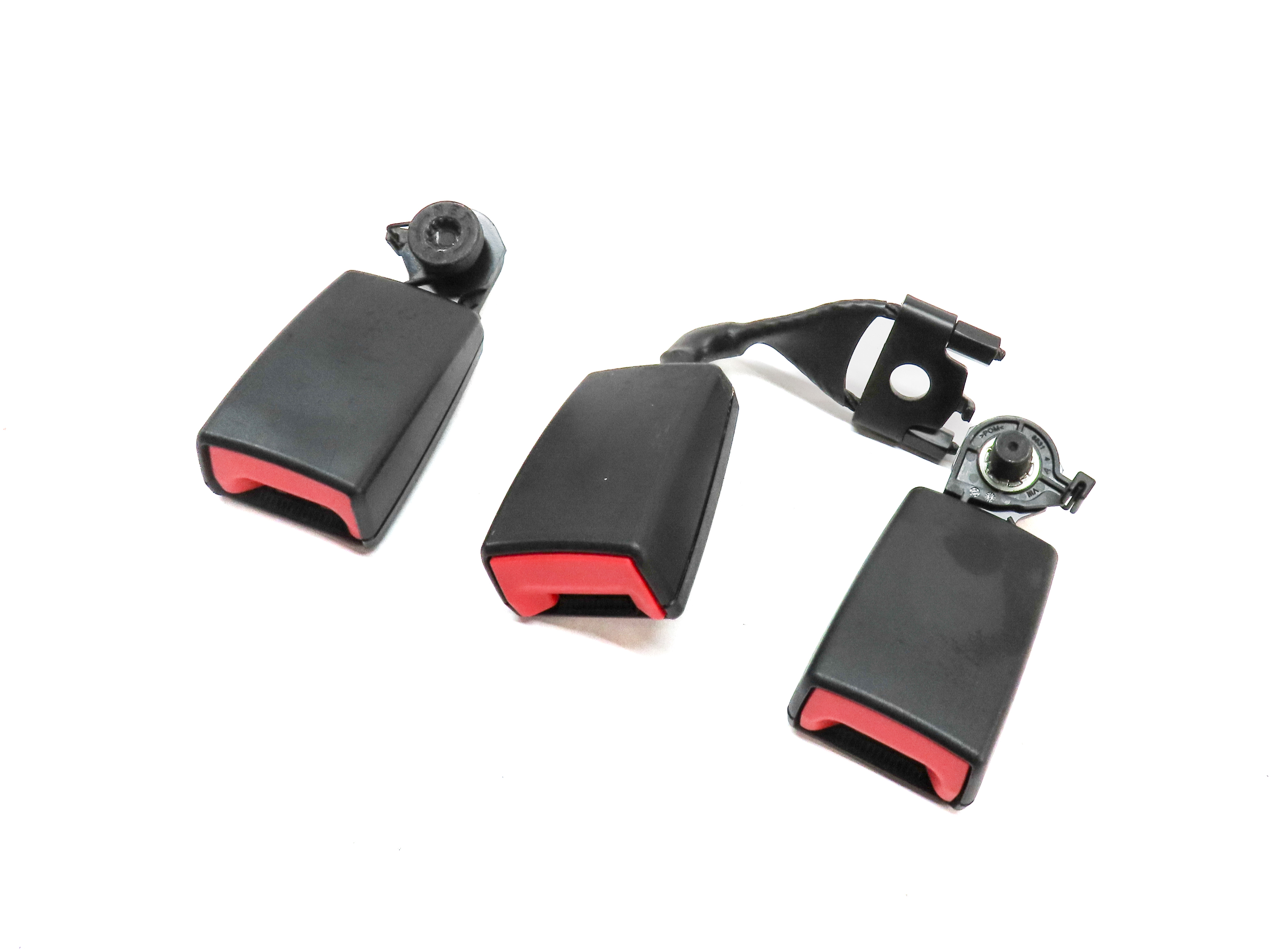 14 PORSCHE CAYENNE 958 REAR LEFT CENTER RIGHT SEAT SEATBELT BUCKLE RECEIVER SET — exact item pictured